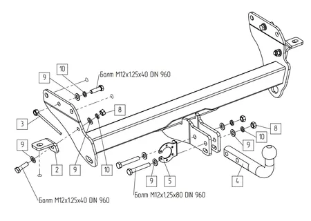 Фаркоп Baltex для Jeep Grand Cherokee 2010-2022 Арт. 049115 049115 в Ярославль